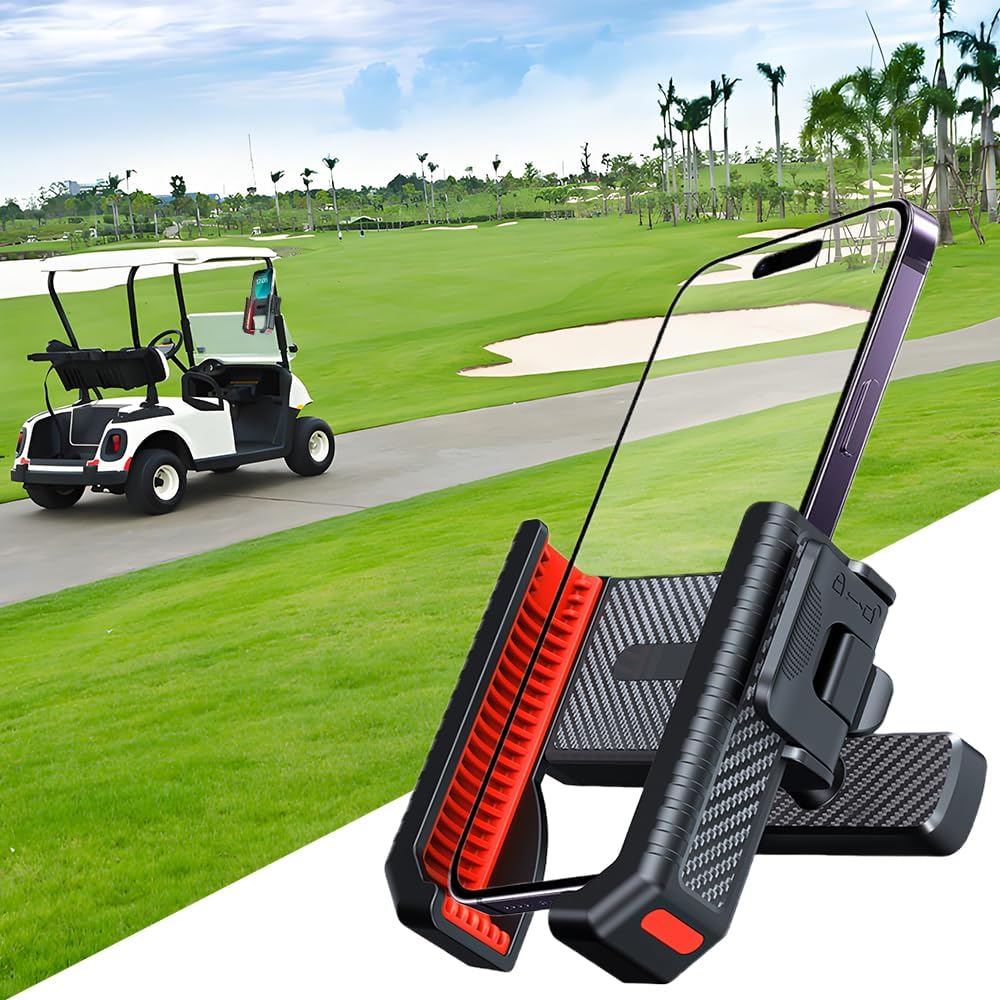 Magnetic Golf Cart Phone Holder: Powerful N52 Magnet Base, Tool-Free Install & 360° Rotatable, Universal Fits EZGO/ Club Car/ Yamaha - Must-Have Golf Accessories for iPhone, Samsung & All Smartphones
