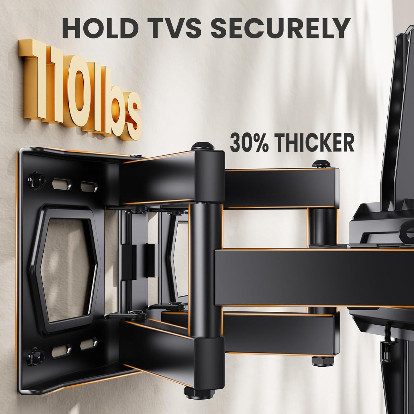50 55 65 inch Full Motion TV Wall Mount for 32-70 inch TV Bracket, Dual articulating Arms Mount, Tilt Swivel Extension Level, Max VESA 400x400mm, 16" Studs, 110 lbs,Fit Most 40 43 50+ TVs