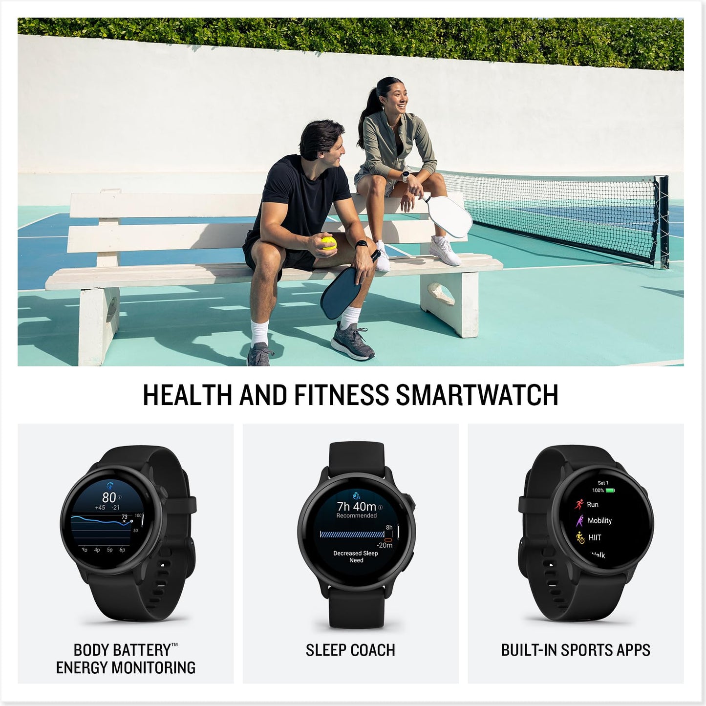 Garmin Vivoactive 6 (Slate/Black) Fitness Gps Smartwatch Bundle - Amoled Health Watch, 11-Day Battery Life, Body Battery, Music