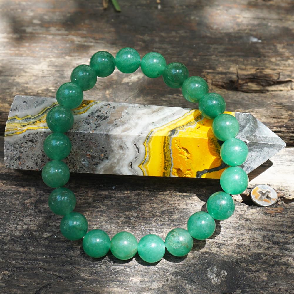 8mm Green Aventurine Bracelet for Women Men | Natural Luck Prosperity Stone Beads - Handmade Heart Chakra Crystal Jewelry for Abundance Meditation | Beading Tool Kit - Fits for 7-8" Large Wrist