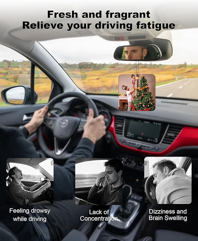 Personalized Double-Sided Car Air Freshener - Custom Photos & Text - 100% Natural Biodegradable Cotton - Long-Lasting Fragrance - 20+ Scents for Car, Home, Gifts