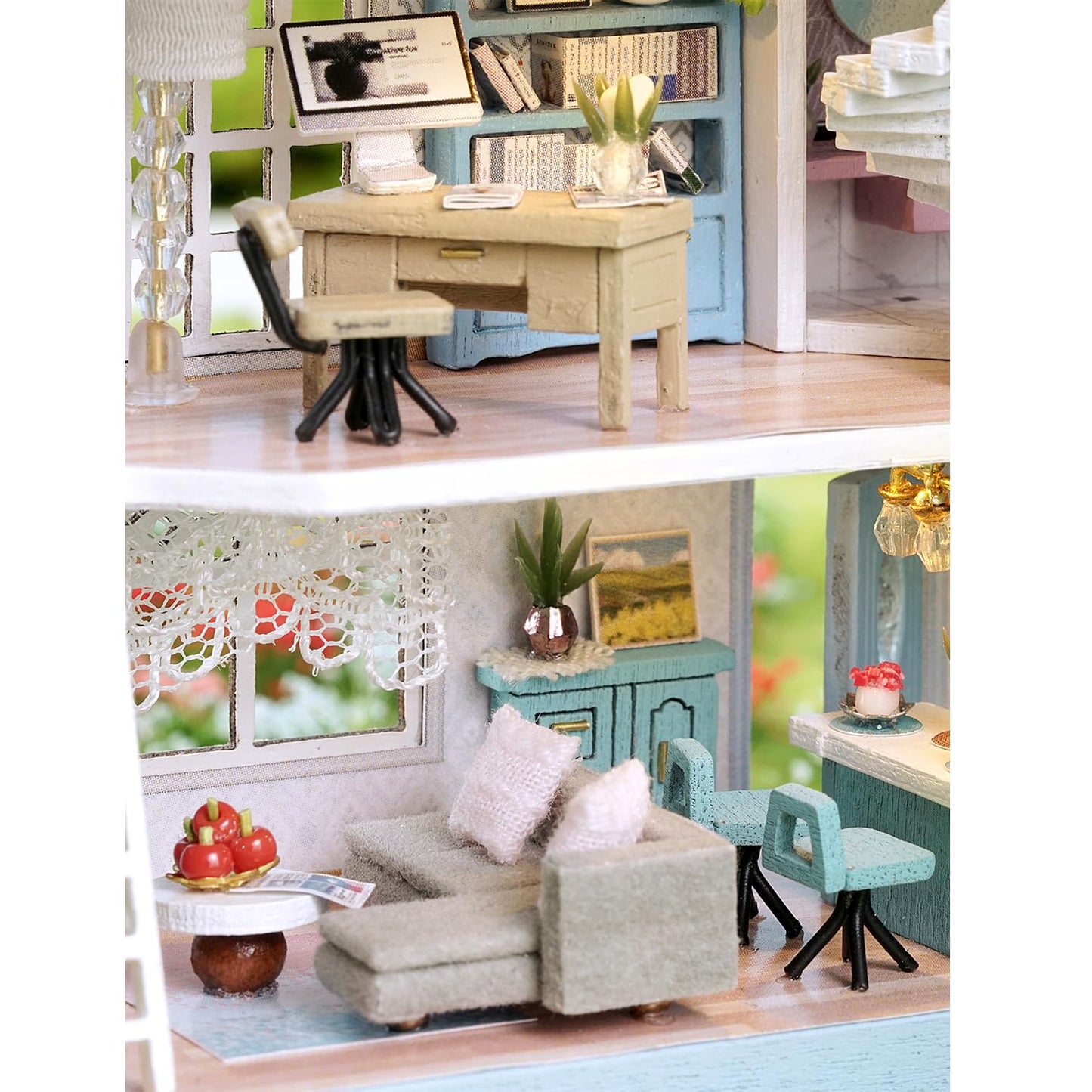 MAGQOO DIY Miniature Dollhouse Kit with Furniture 1:100 Scale Creative Room Mini Wooden Doll House Accessories DIY Miniature House Kit(Muran Manor)