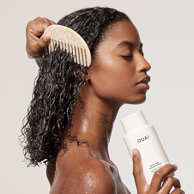 OUAI Thick Hair Conditioner - Moisturizing Conditioner for Dry, Frizzy Hair - Keratin, Marshmallow Root, Shea Butter and Avocado Oil - Paraben, Phthalate & Sulfate Free (10 Oz)