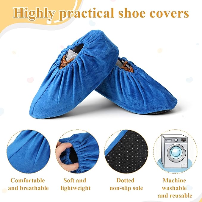 11 Pairs Reusable Non Slip Shoe Covers, Washable Thickened Boot Shoe Covers, Multicolor Flannel Shoes Cover, Universal Washable Shoes Protectors Cover for Household, Indoors, Office, Laboratory