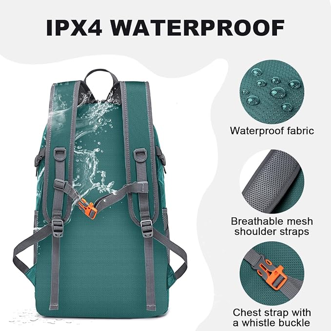 MIYCOO Backpack - Ultra Lightweight Packable Backpack for Travel Camping, 45L Hiking Back Pack Waterproof Foldable Daypack for Men Women Green