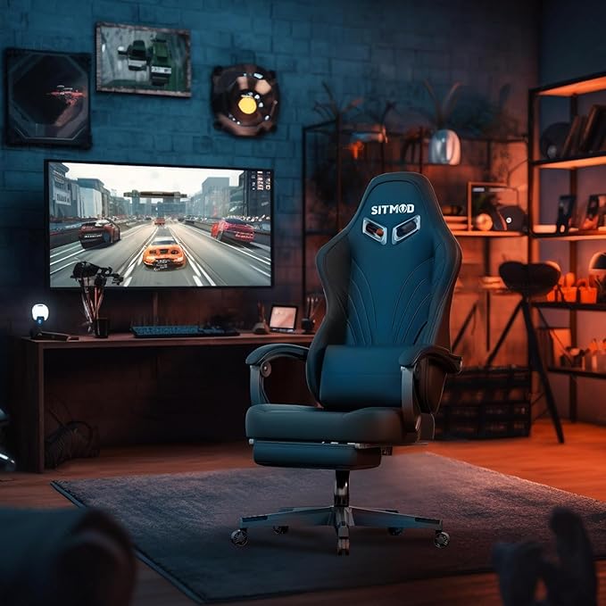 Gaming Chair, Big and Tall Gaming Chairs for Adults with Footrest and Lumbar Support, Comfortable Ergonomic Fabric Computer Chair 400 lbs, 360° Swivel, Height Adjustable Video Gamer Chair, Silla Gamer