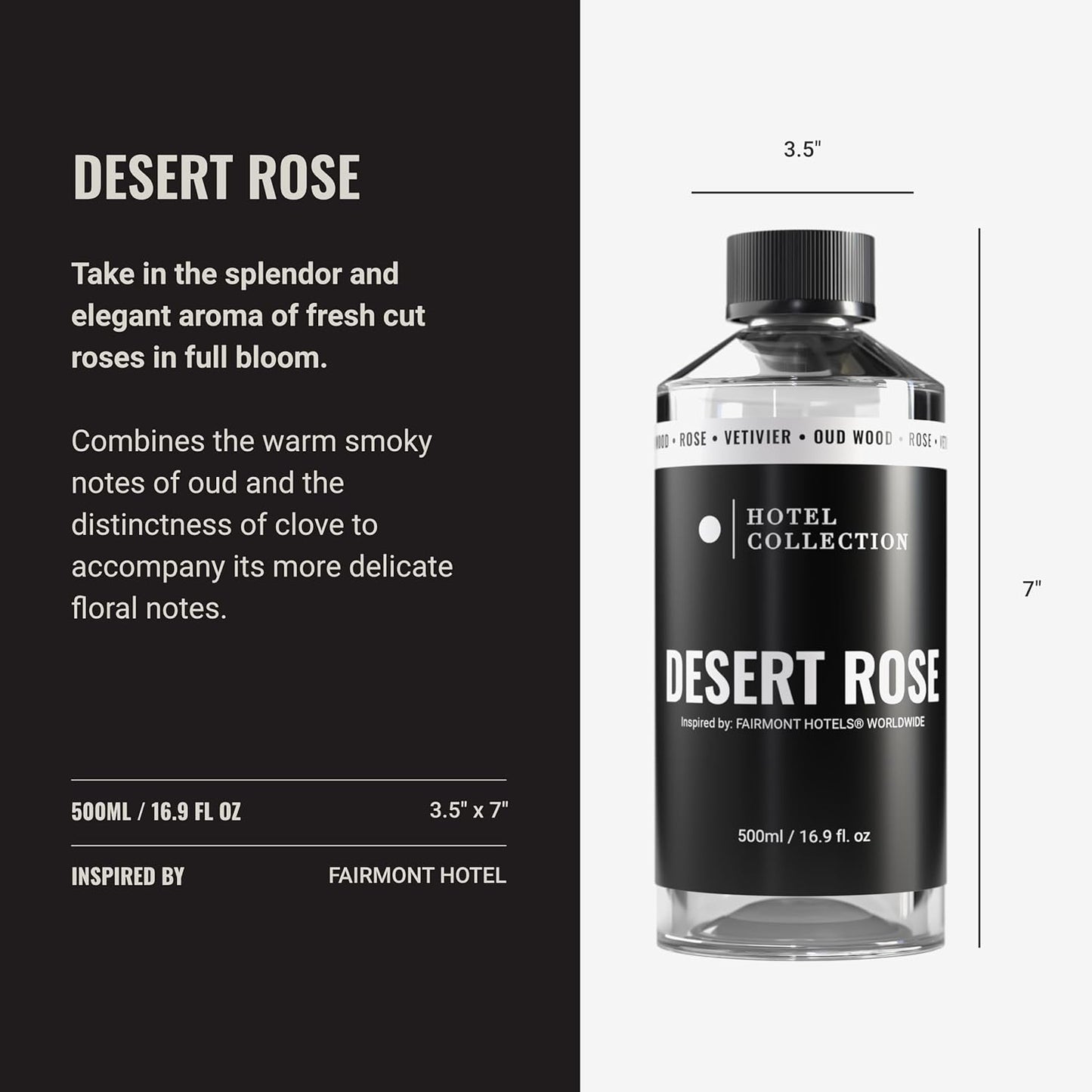 Hotel Collection Diffuser Oil - Desert Rose - Aromatherapy Essential Fragrance Oil - Floral Rose, Sweet Praline, Wood & Vetiver - 500mL 16.9 Fl oz