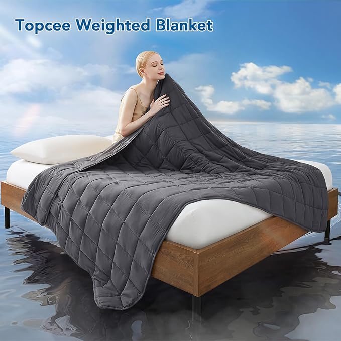 Topcee Weighted Blanket (25lbs 80"x87" King Size) Soft Cooling Heavy Blanket Sleeping, Apply to 240-260 lbs Body, Thick Breathable Blanket with Glass Bead, Easy Care