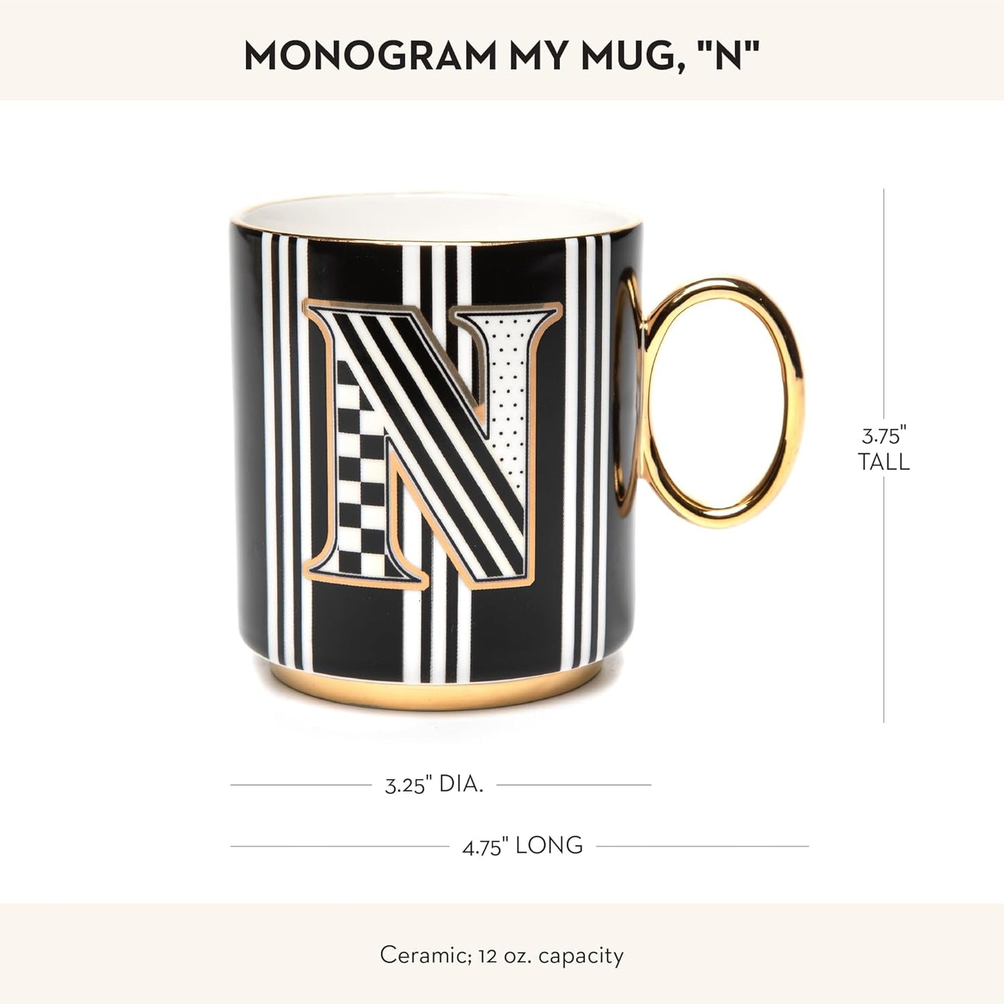 MACKENZIE-CHILDS My Mug, Decorative Ceramic Coffee Mug with Handle, N