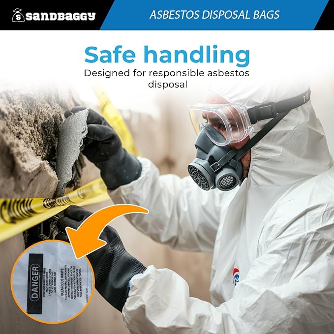 Asbestos Disposal Bags – 33" x 50" Clear Polyethylene, 6 Mil, Made in USA - Sandbaggy (1)