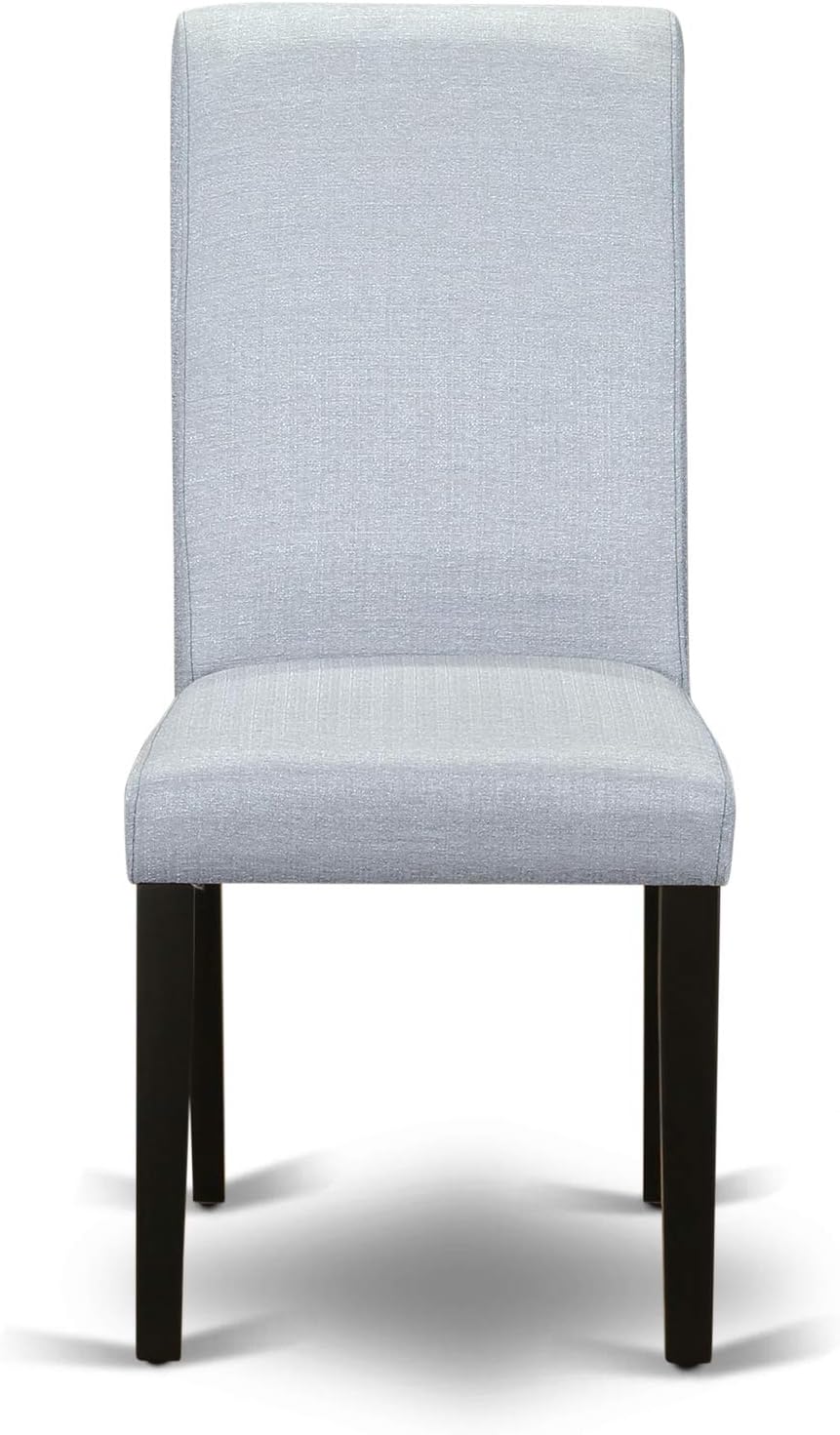 East West Furniture LGBA5-BLK-05 5 Piece Dinette Set Includes a Rectangle Dining Table with Butterfly Leaf and 4 Grey Linen Fabric Parson Dining Room Chairs, 42x84 Inch, Black