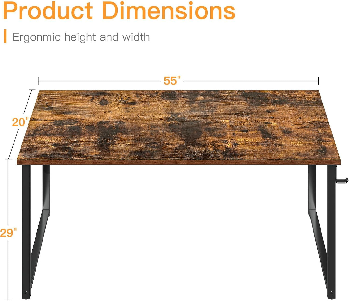 Coleshome 54 Inch Computer Desk, Modern Simple Style Desk for Home Office, Study Student Writing Desk, Vintage