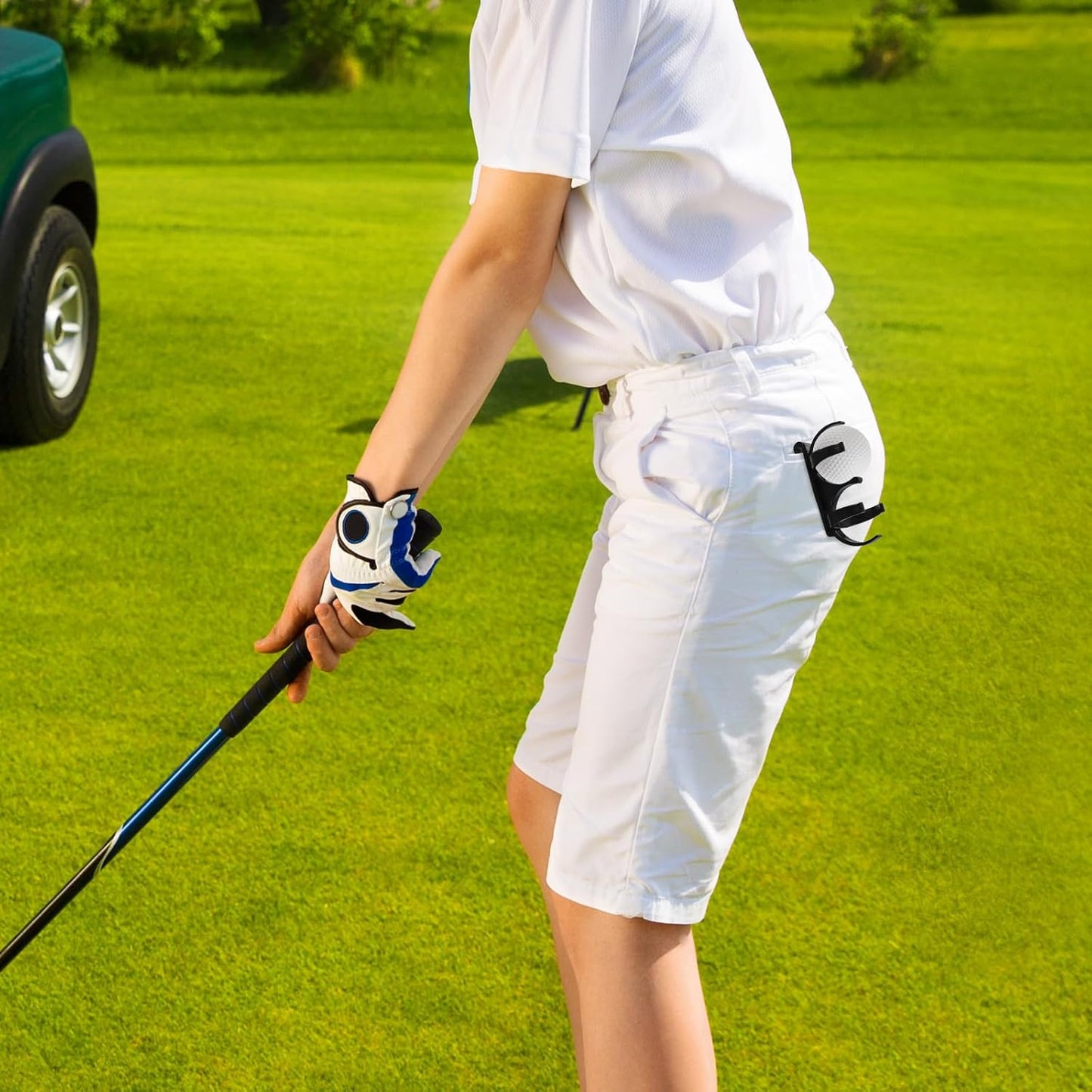 POPETPOP Golf Ball Holder: Rotatable Foldable Golf Ball Clip for Outdoor Sports - Attachment to Waist Belt, Bag (Dual Capacity, Black)
