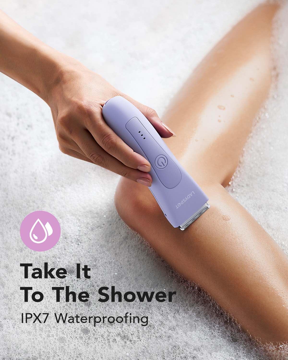 Bikini Trimmer for Women, Pubic Hair Trimmer Shaver for Women -Waterproof Hair Shaver Razors, LADYSPOT™ Shaving Sets,with 3 Guards,Replaceable Hypoallergenic Ceramic Blade,Wet/Dry(Purple)