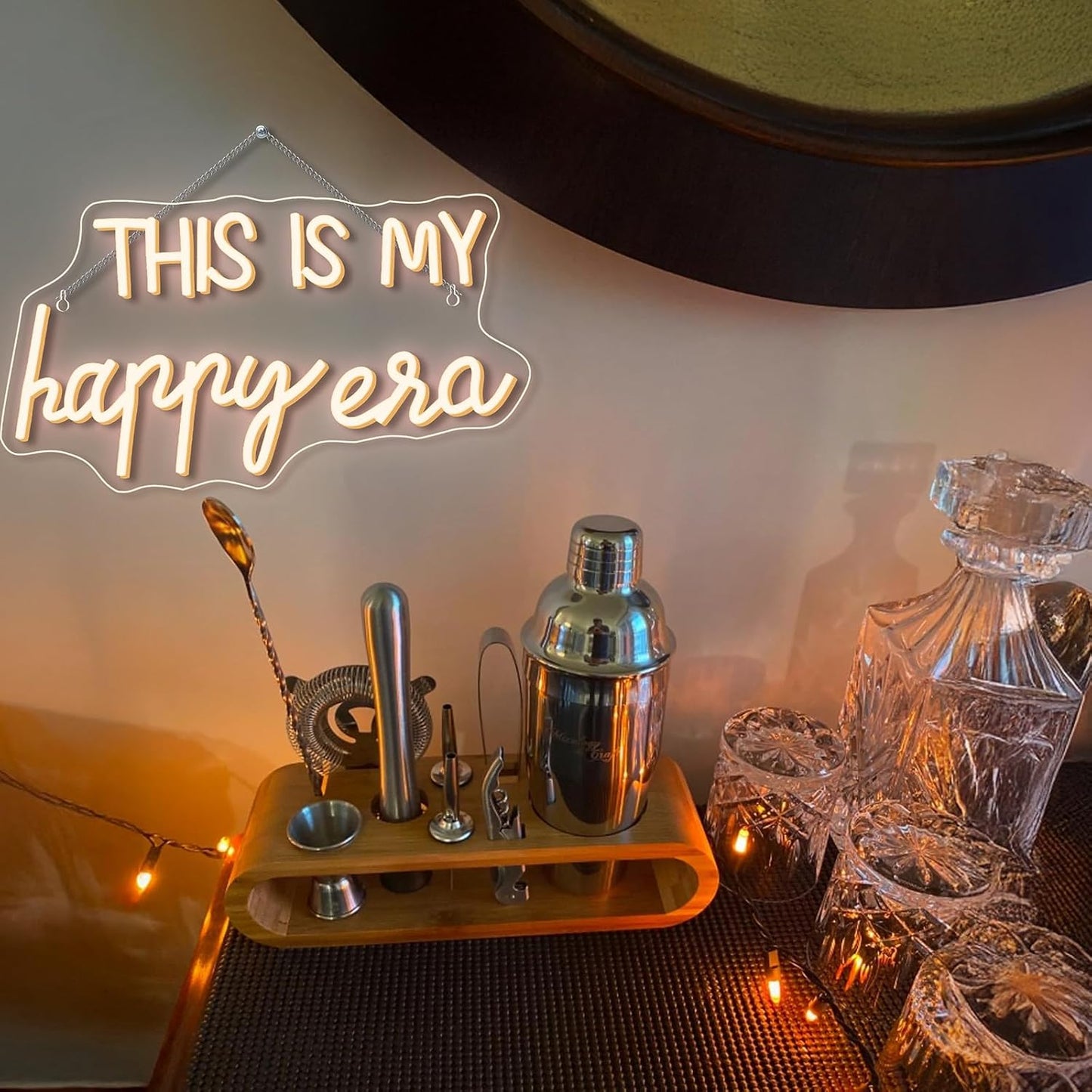 NOSUN This is Our Happy Era Neon Sign Happy Place Neon Signs for Wall Decor Dimmable Warm White LED Signs for Bedroom Classroom Man Cave Home Bar Birthday Party Game Zone Decor Neon Classroom Sign