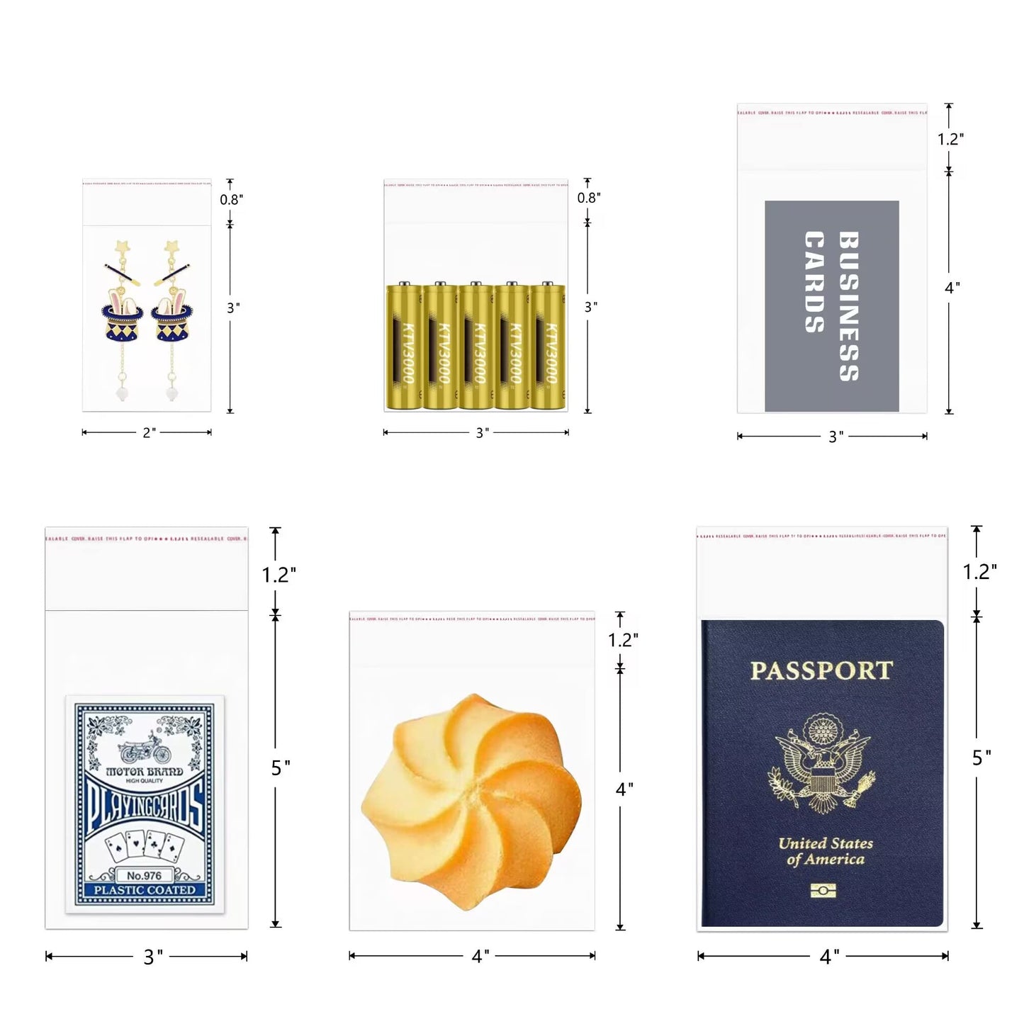 KnR Harmony Self Sealing Cellophane Bags 3x5 500pcs Small Clear Plastic Cello Bags Adhesive Treat bags for Cookie Candy Jewelry Necklaces Snacks Nuts Gift Crafts Packaging 6 Sizes to Choose from