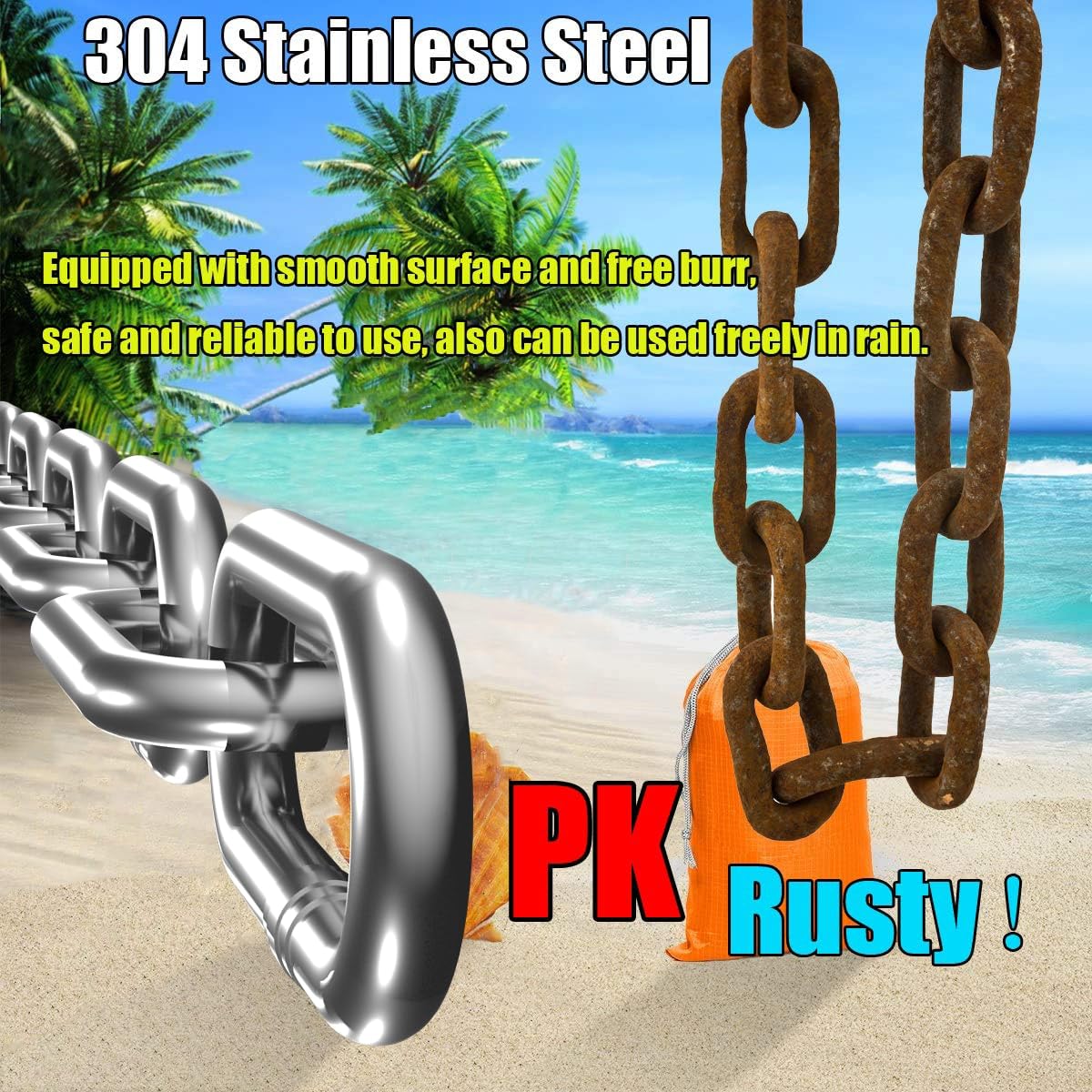 Stainless Steel Chain, Lsqurel 5/16inch Heavy Duty Chain Link Chain 13ft Safety Chain Utility Chain Metal Chain for Indoor and Outdoor (5/16in-13ft)