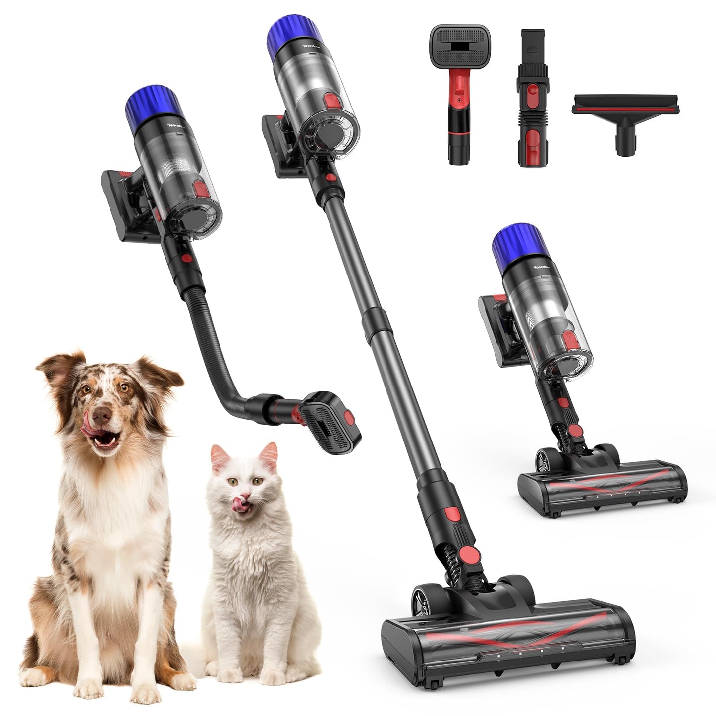Teendow Cordless Vacuum Cleaner, 500W 50 Minutes Runtime Stick Vacuum for Pet Hair, Powerful Suction, Rechargeable, Lightweight,