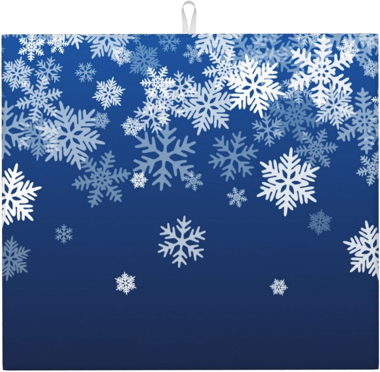 Dish Drying Mat Snowflake Blue Winter Christmas for Kitchen Counter Absorbent 16x18 Inch Microfiber Dishes Plate Glass Dry Draining Pad Reversible Washable
