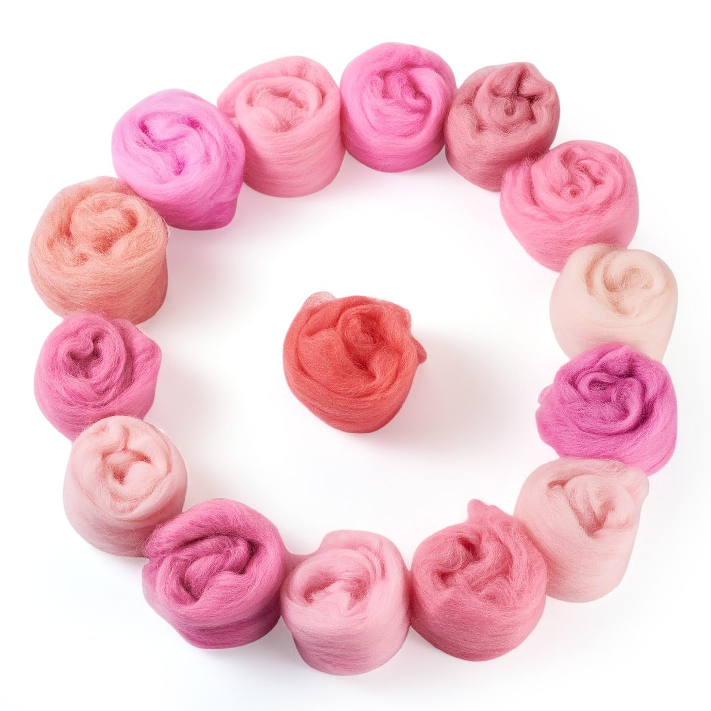 Sparkeads Wool Roving Yarn for Needle Felting Pink Soft Fibre Wool Supplies for DIY Hand Spinning Weaving Beginners Adults Handmade Dolls Felted Animal Women 75 G