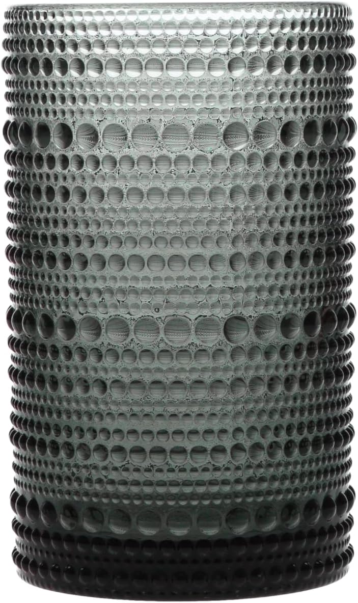 Fortessa Jupiter Beaded Hobnail Glass, 13 Ounce Iced Beverage (Set of 6), Storm