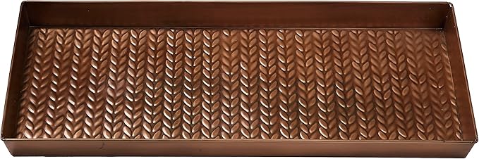 HF by LT Cable Knit Pattern Metal Boot-Tray, 30 x 13 inches, Antique Copper