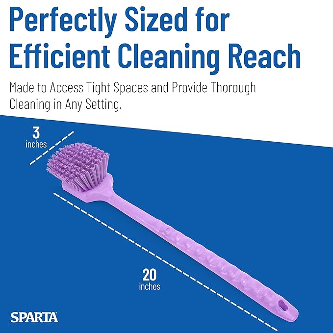SPARTA 40501EC68 Plastic Large Scrub Brush, Kitchen Brush, Utility Brush With Long Handle For Cleaning, 20 Inches, Purple
