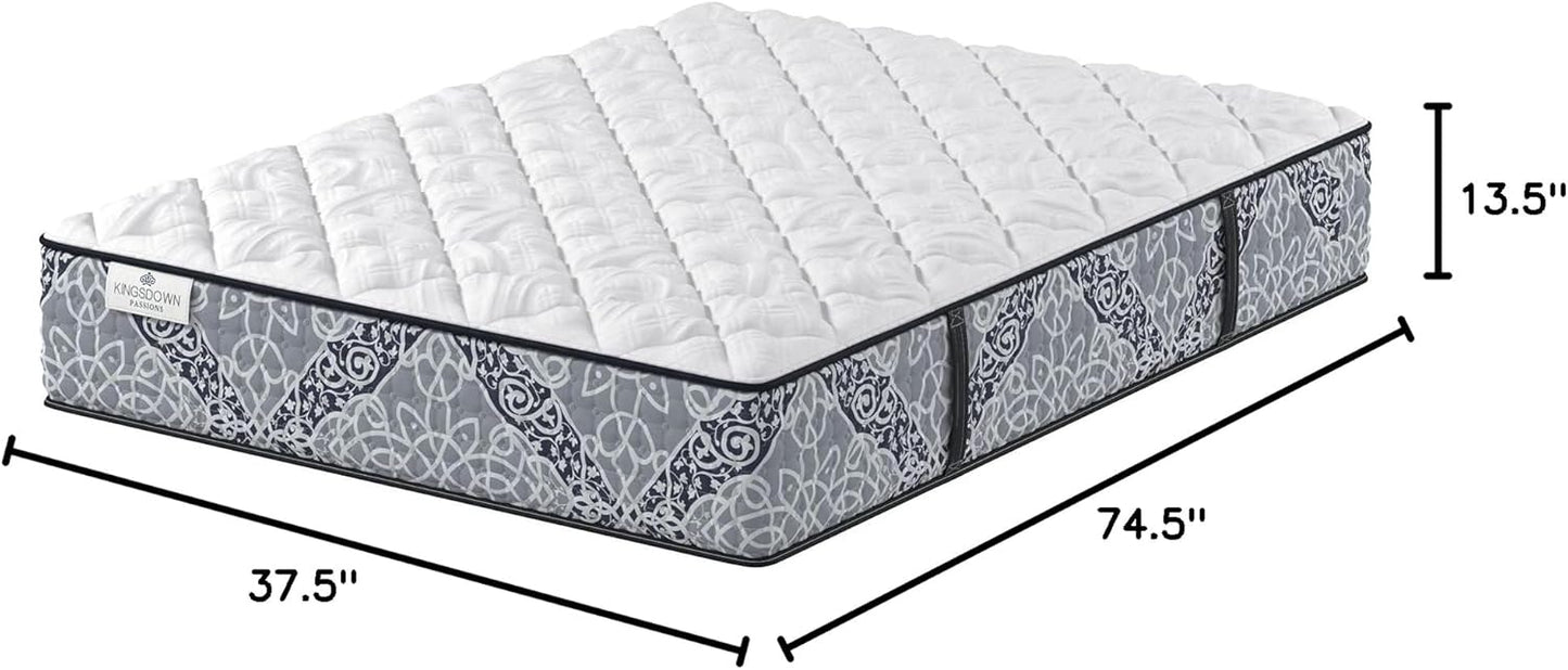 Kingsdown Firm Hybrid Mattress Twin Cooling Gel Memory Foam Layer Multi-Layered Motion Isolation Cool Sleep Quilted Top Luxury Mattresses, 13.5-Inch Passions Merridale