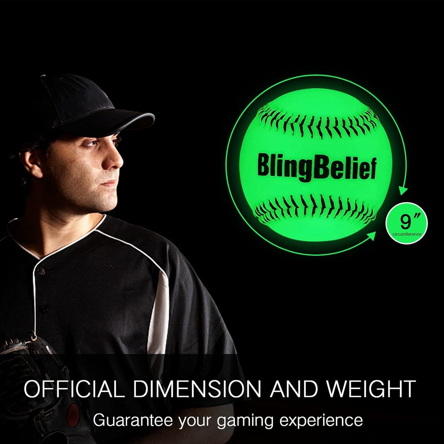 Super Bright Glow in The Dark Baseball,Soccer Ball,Volleyball,Football, Light Up Luminous Baseball, Official Size and Weight Football, Recreational Use Practice Volleyball