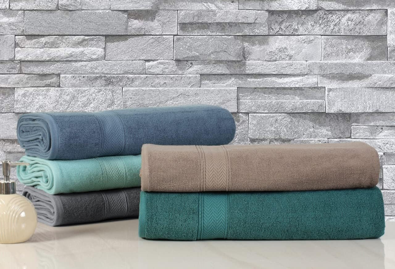 HILLFAIR 600 GSM- 40 x 80 Inches- 100% Cotton 2 Pc XXL Oversized Bath Towel Set- Soft Highly Absorbent Jumbo Bath Sheets Towels Sets- Quick Dry Oversized Bath Towel Sets for Hotel Spa Pool- Platinum