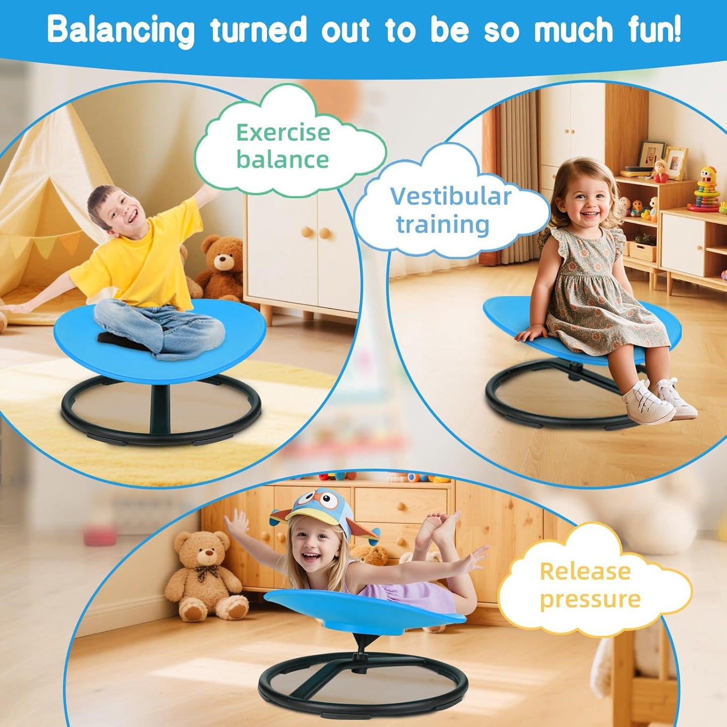 Spinning Chair for Autistic Kids, Sensory Chair for Kids Swivel Chair Training Body Coordination, Sit and Spin Toys for Toddlers with Autism & ADHD Autism Sensory Products Toys