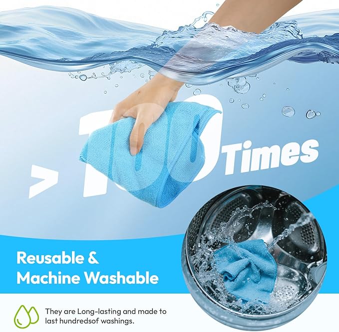 Microfiber Cleaning Cloths 12x12IN 24Pack Colour Lint Free Kitchen Cloths - Extra Thick, Streak-Free, Lint-Free, Fast Absorbent - Reusable Multi-Purpose Housekeeping Rags for Cars, Dishes, Floors