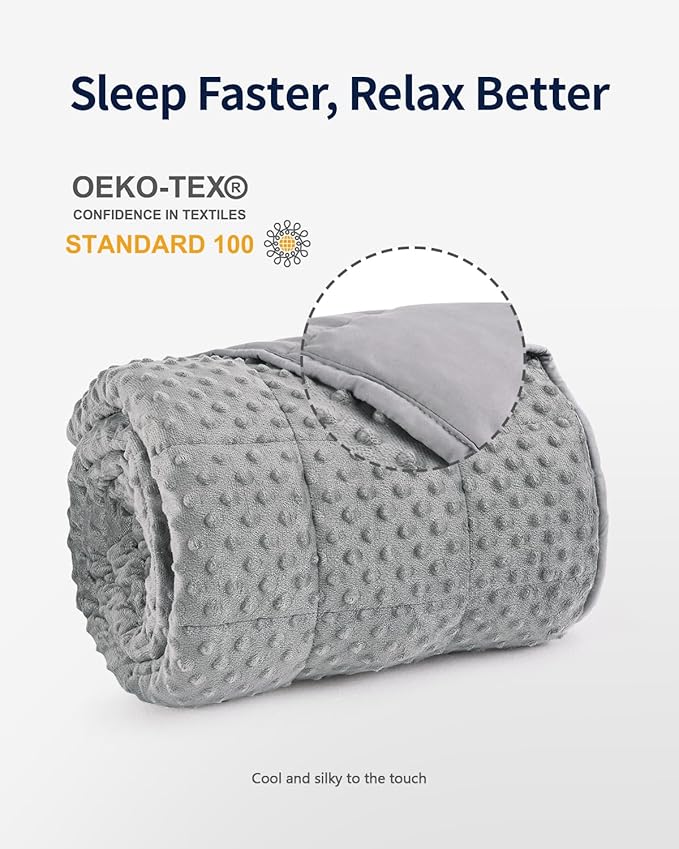 Mr. Sandman Weighted Blanket for Adults Queen, Minky Dots Heavy Blanket for Woman,Man Sleeping/Calm, Soft, Cozy and Cooling Weighted Throw Blankets, Machine Washable, 80 x 87in, 15 Pounds, Grey