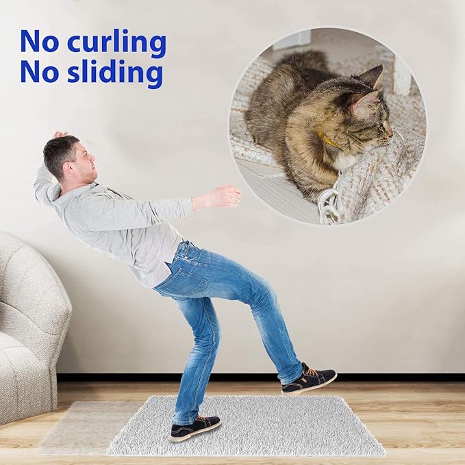 16 Pcs Dual Sided Washable Removable Rug Stopper, Non Slip Adhesive for Hardwood Floors and Carpet Corners