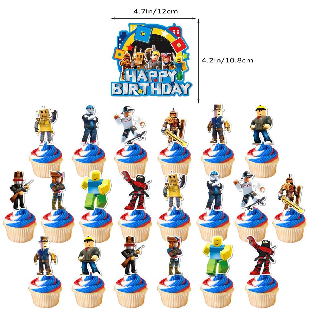 Set 58 Pcs Video Game Birthday Party Decorations Kit, Game Themed Birthday Party Supplies for Gamer Fans Cake Cupcake Topper Banner Balloons