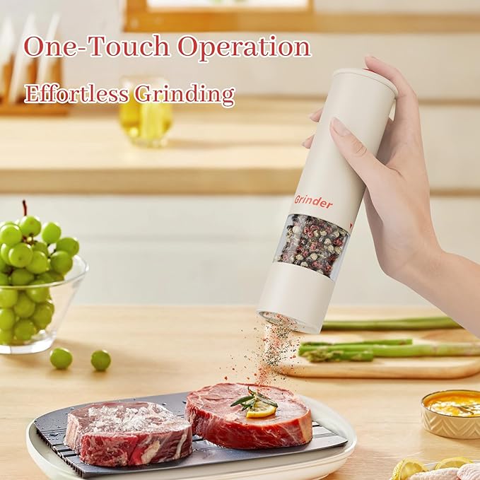 Christmas Gift/Deal Electric Salt and Pepper Grinder Set, USB Rechargeable Adjustable Coarseness Automatic Salt Pepper Mill Shakers/Grinder Kitchen Spice Mill, Home Chefs Idea for House Warming
