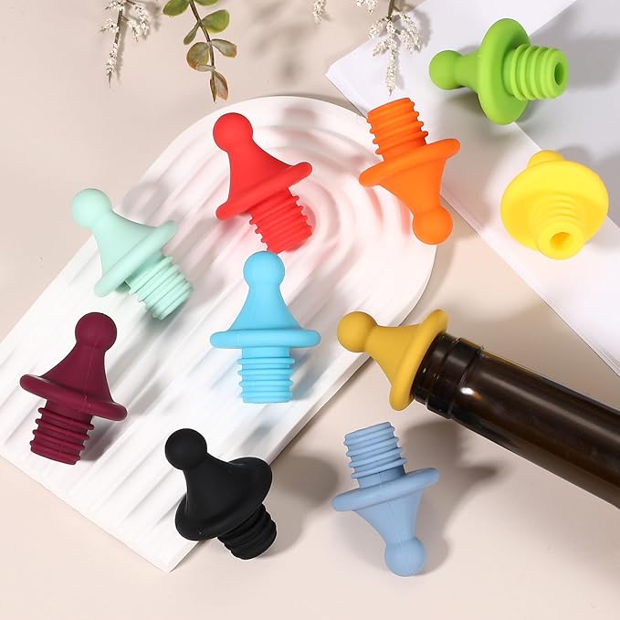 uxcell 3 Pcs Silicone Roof Shape Wine Stopper, Reusable Wine Stoppers Airtight Leak-proof Bottle Plug Liquor Saver with Beer Beverage Bottle Stopper for Bar Holiday Party, Grass Green
