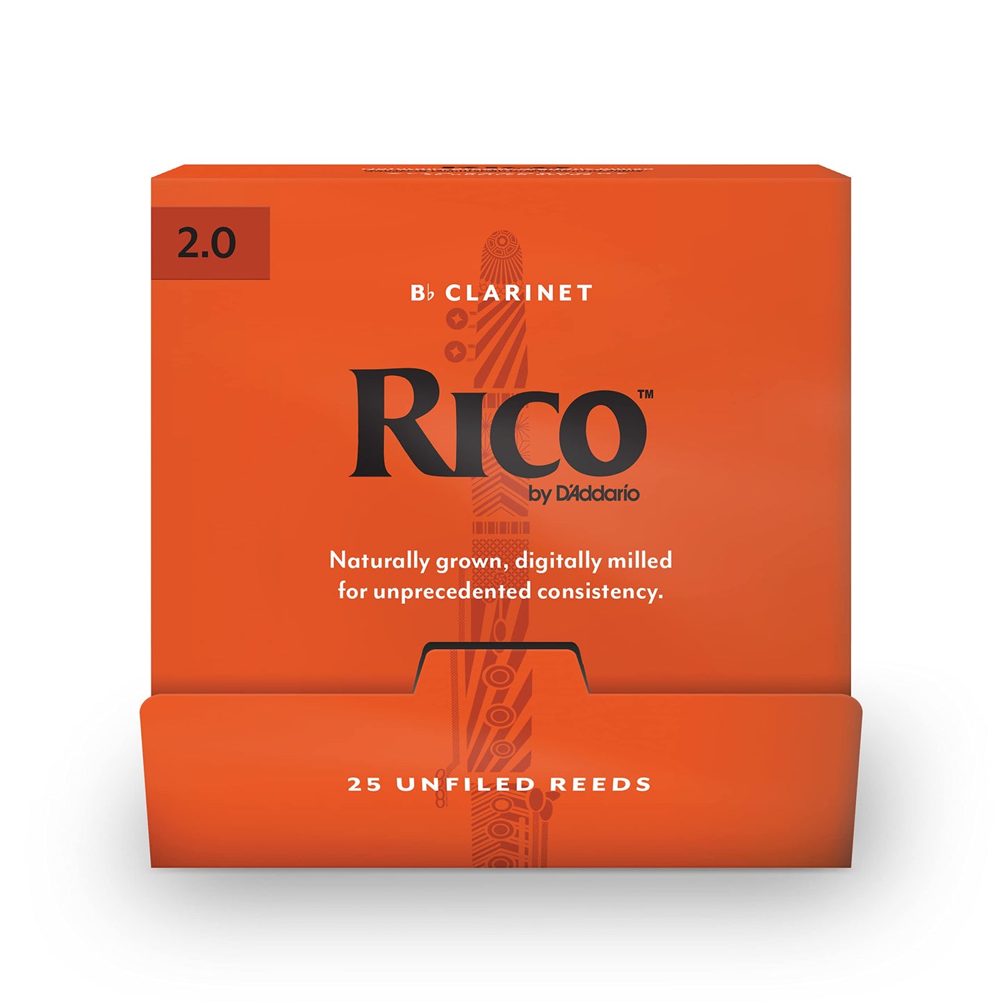 DAddario Woodwinds, Rico Bb Clarinet Reeds, RCA0120-B25, Strength 2.0, Individually Sealed, 25-pack