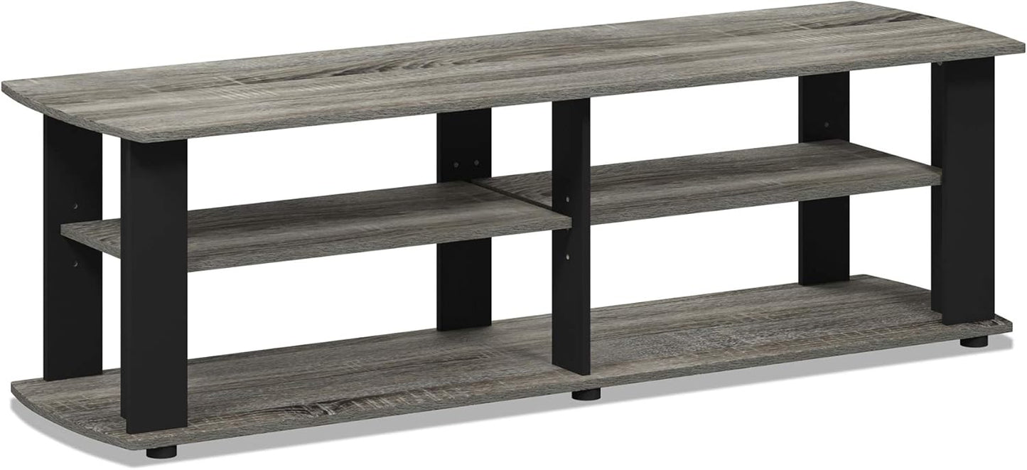FURINNO Nelly Entertainment Center TV Stand, Short 43.3"(W) x13.4(H) x13.1(D), French Oak Grey/Black