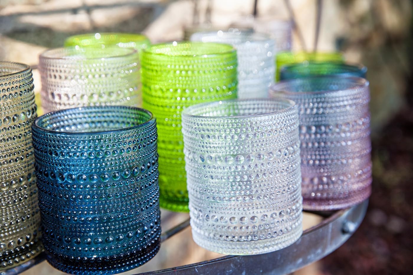 Fortessa Jupiter Beaded Hobnail Glass, 13 Ounce Iced Beverage (Set of 6), Red