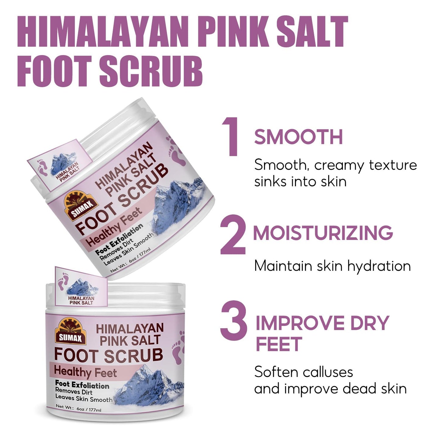 Foot Scrub, Natural For All Body Exfoliation, Dead Skin Remover, Moisturize And Nourish Your Dry Rough Feet, Make Your Feet Smooth And Soft (6 oz, Himalayan Sea Salt)