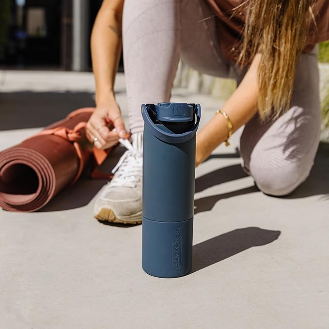BrüMate Rise 35oz Water Bottle With 100% Leakproof Covered Silicone Straw | Insulated Stainless Steel Water Bottle With Removable Straw | Fast Flow | Soft Sip Silicone Spout | BPA-Free (Matte Black)