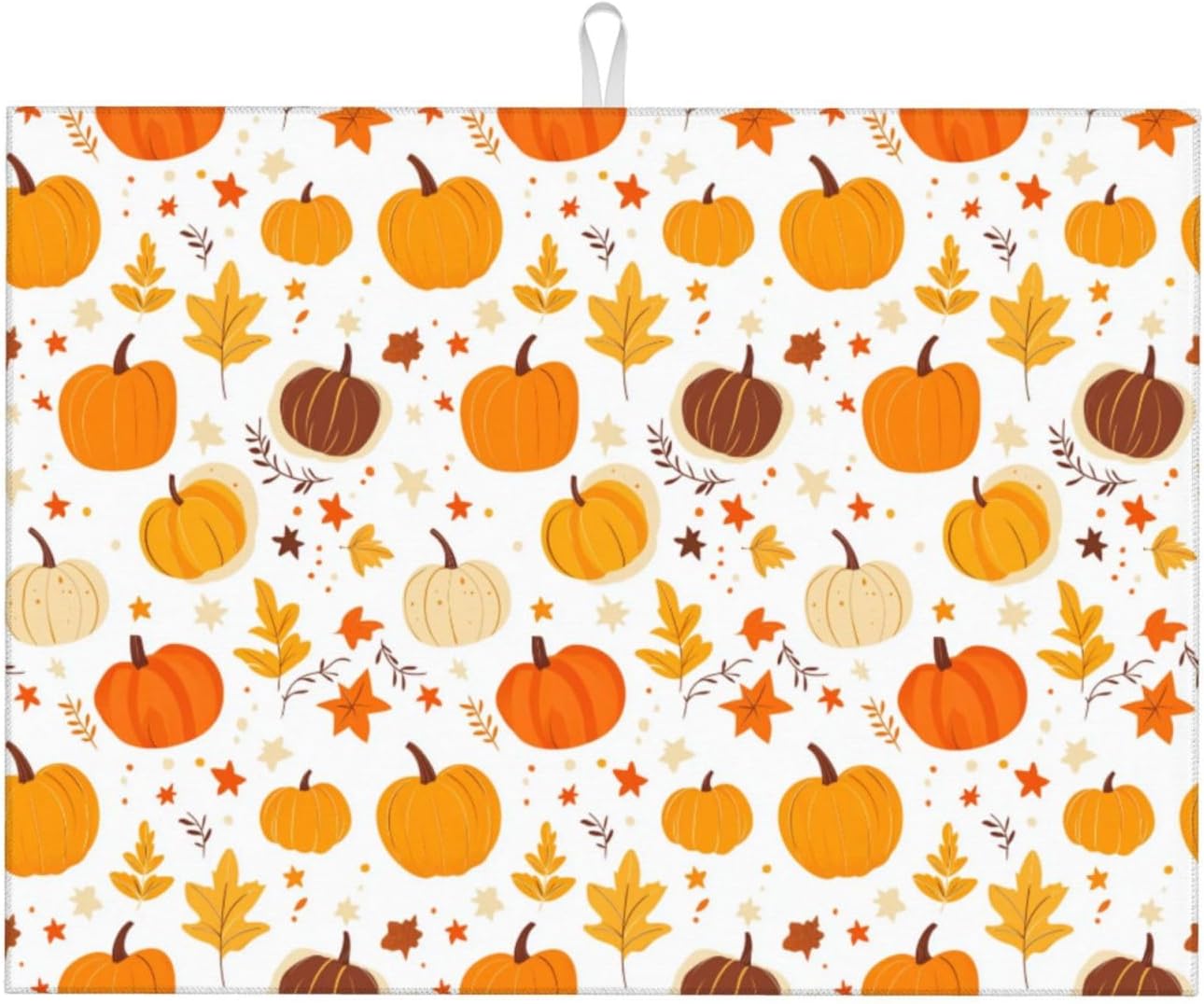 Dish Drying Mat for Kitchen Pumpkin Leaf Fall Thanksgiving Counter Absorbent Dishes Drainer Microfiber Large 18x24 Inch