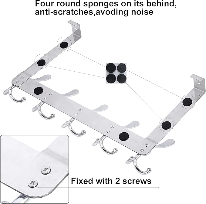 WEBI Over The Door Hooks,Triple Hooks for Hanging,Door Hanger,Over The Door Towel Rack,Door Coat Hanger Coat Rack for Clothes,Behind Bathroom,Chrome,2 Packs