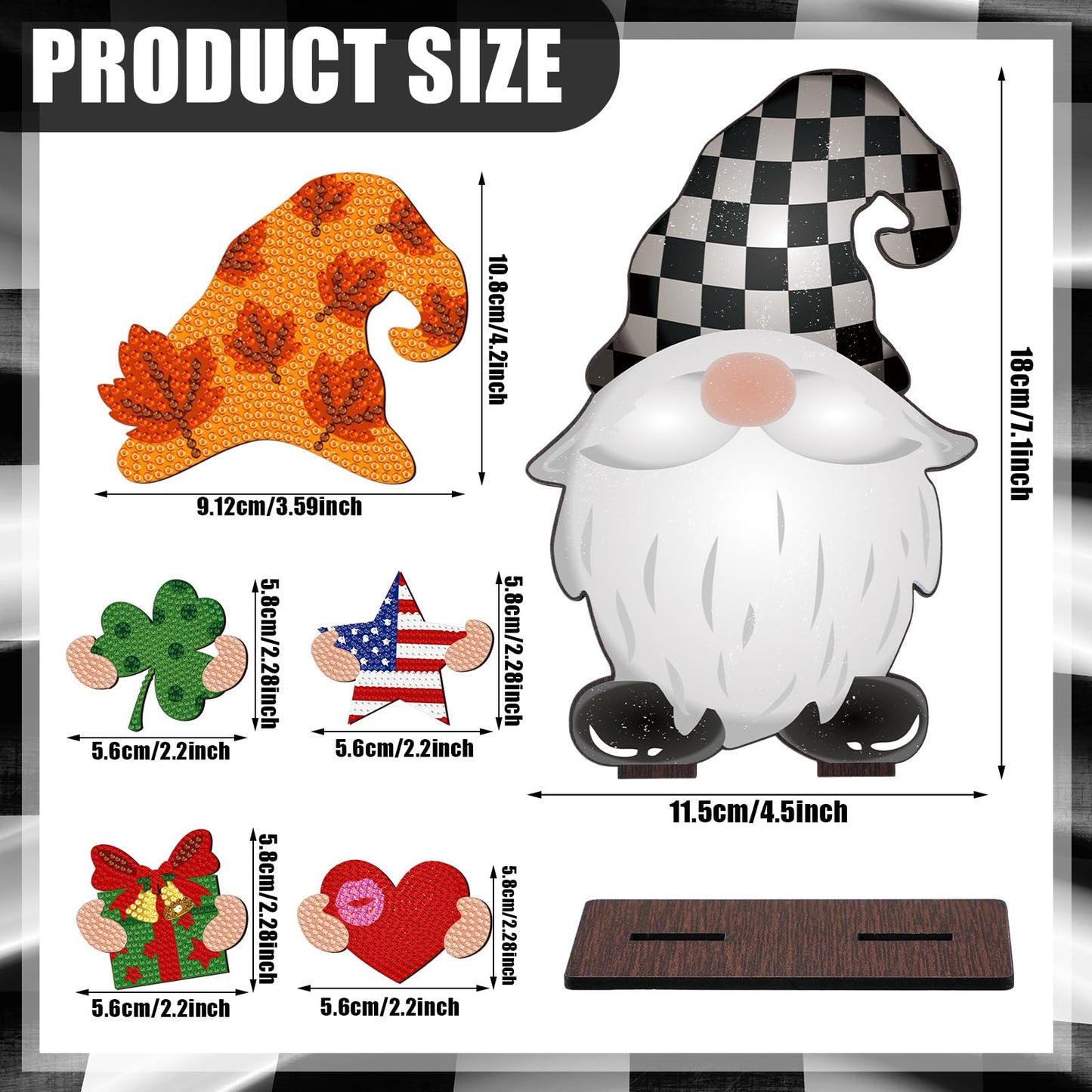 Juexica 32 Pcs Christmas Magnetic Diamond Painting Gnome Sign Art Decor Interchangeable Standing Posture DIY Seasonal Holiday Gifts Tiered Tray with Magnet Pieces for Home Office Desk(Adorable)