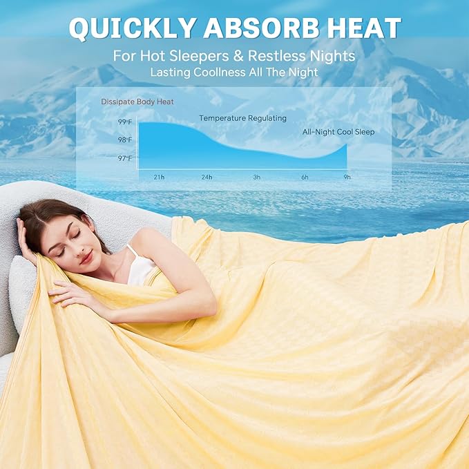 AmyHomie Cooling Summer Blanket with Double Sided Cold Effect, Breathable, Lightweight, Arc-Chill Q-Max>0.5 Cool Fiber, for Hot Sleepers Night Sweats, Dark Gray Checkered, 90"x90"Queen Size