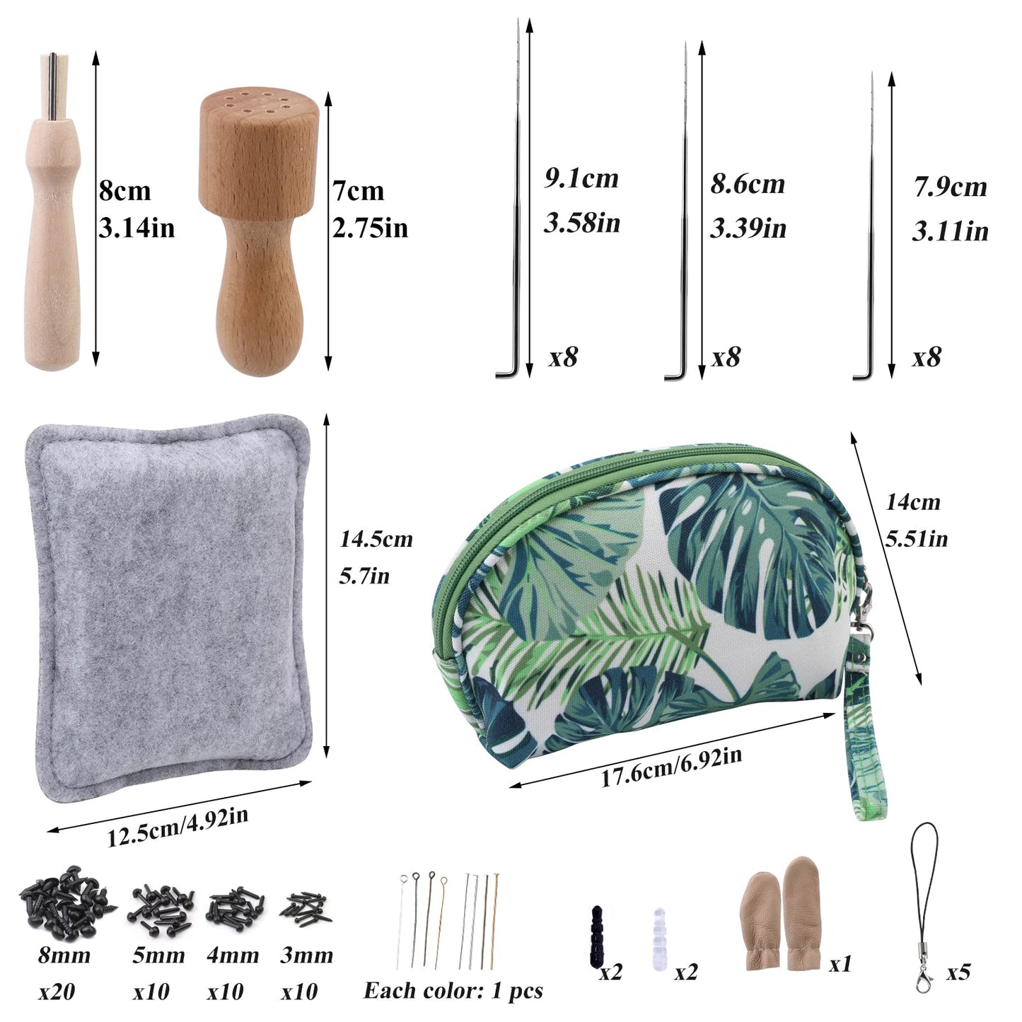 IMZAY Needle Felting Kit, Needle Felting Starter Kit with Exquisite Green Storage Bag, Wool Roving 18 Colors Set, Needle Felting Tools Kit, Wool Felt Tools for Felted Animal Needle Felting Supplies