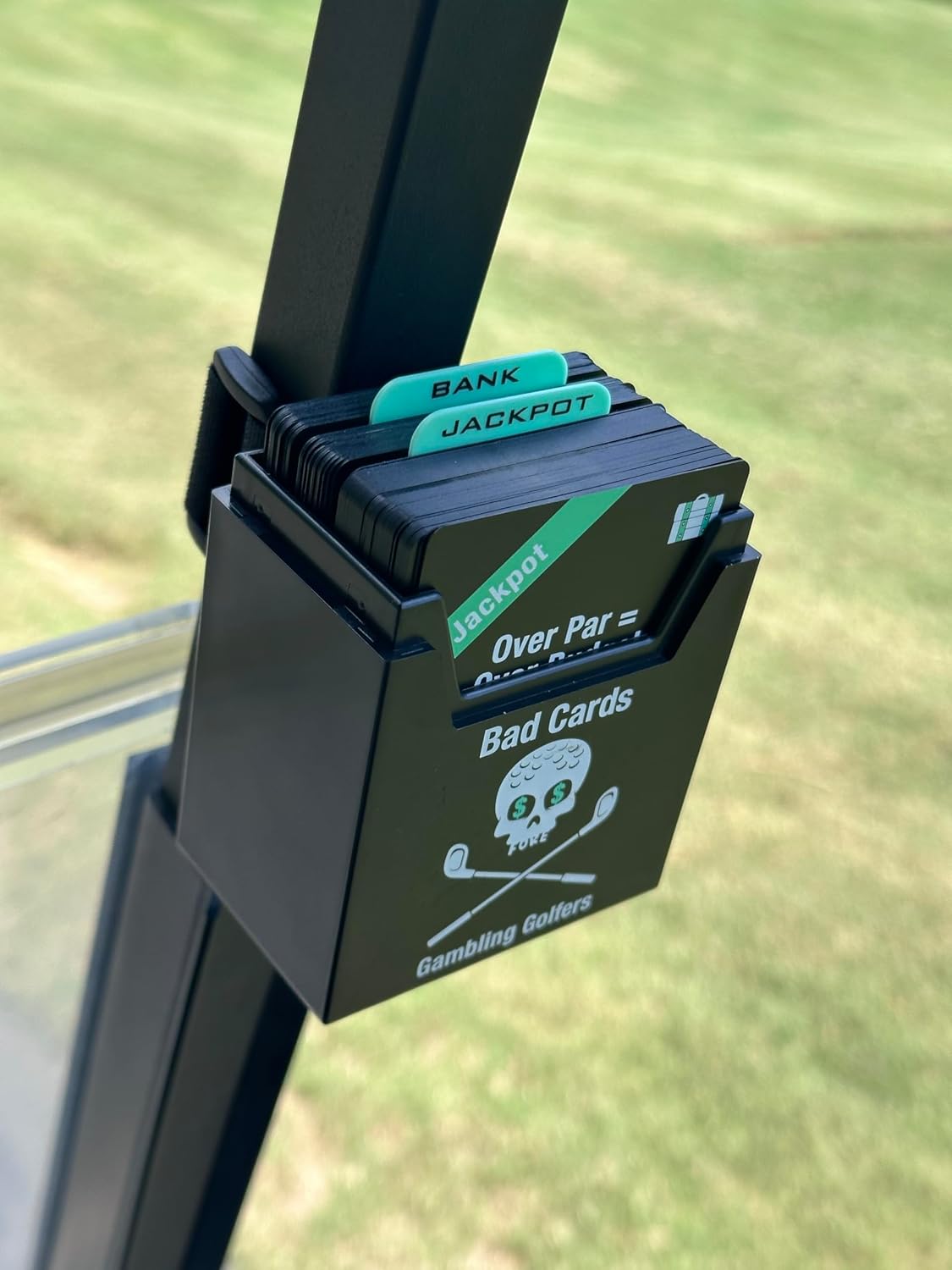 Bad Cards Fore Gambling Golfers (Weatherproof Edition) - On-Course Golf Betting Game, PVC Cards in Durable Plastic Box, Straps to Golf Cart, Fun & Unique Golf Gambling Game for Any Round