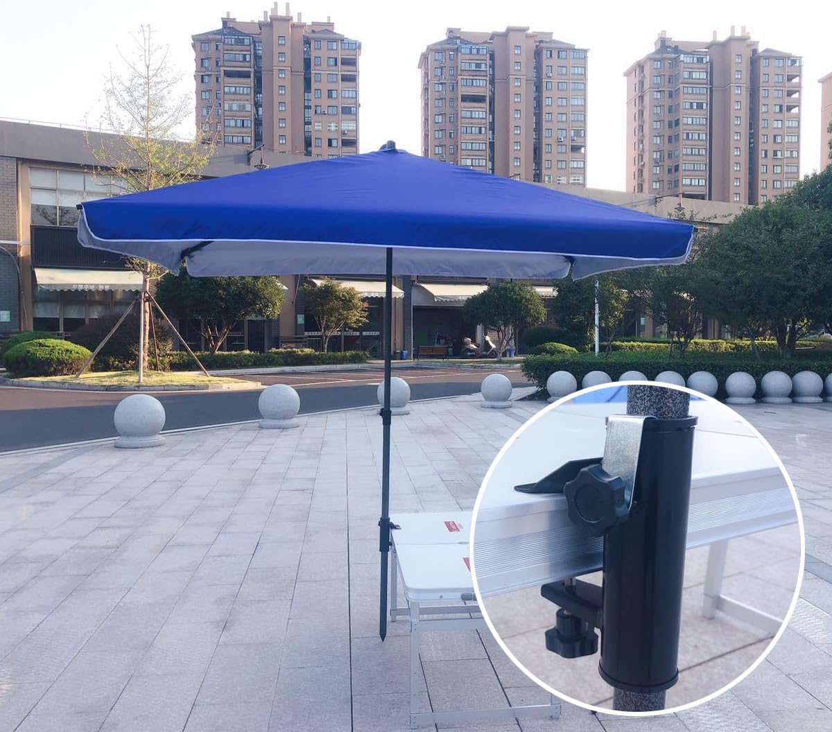 Cunguv Umbrella Clamp Stand Holder Outdoor Heavy Duty Umbrella Mount Clip Black