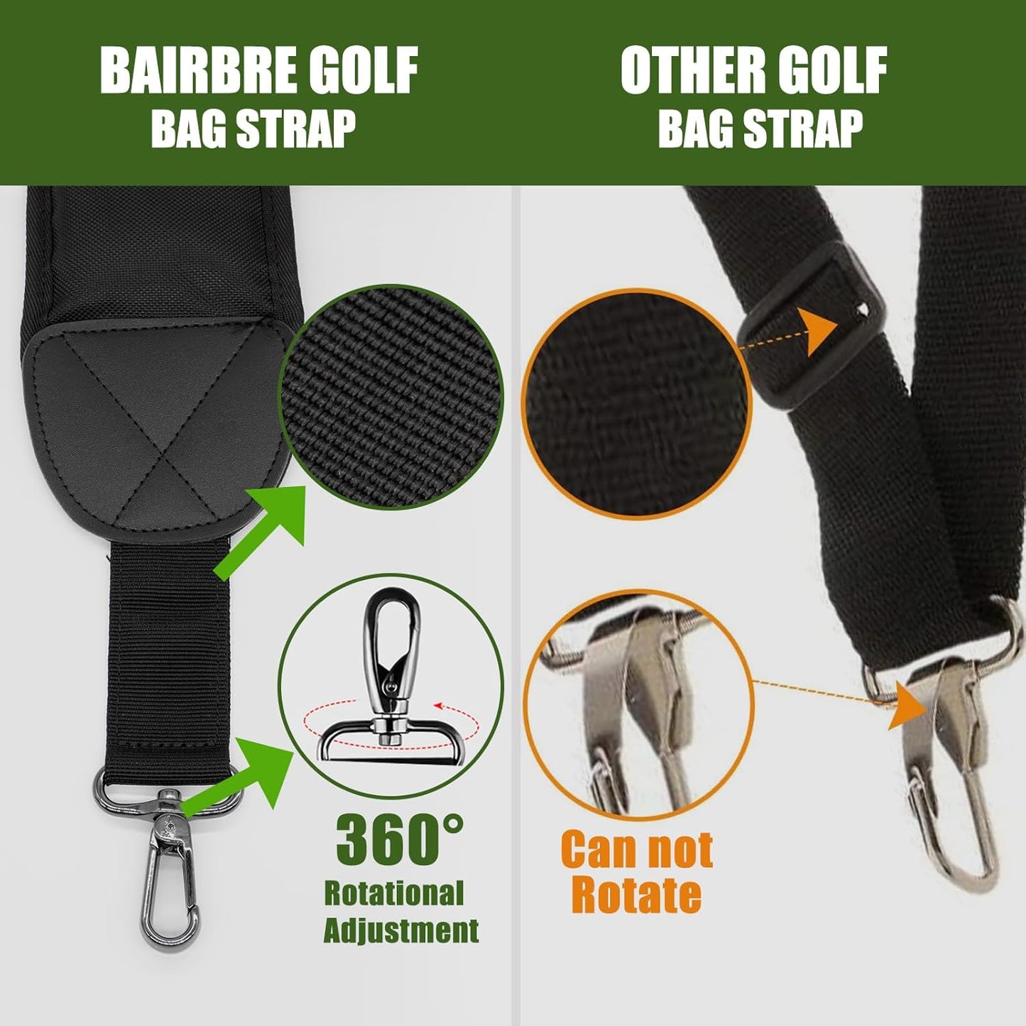 Golf Bag Strap Replacement Golf Bag Shoulder Strap Adjustable Single Padded Shoulder Strap Waterproof Golf Bag Backpack Straps (Black-USA Flag)